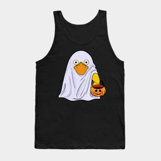 cute halloween ghost duck holding a pumpking Tank Top